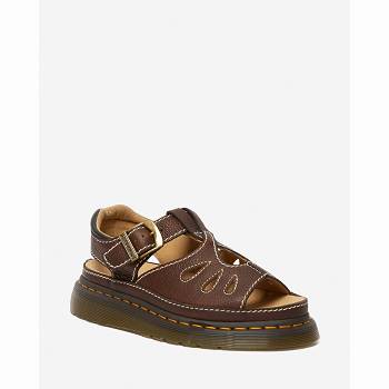 Dr Martens Castillo Kožené Fisherman - Hnede Sandale Damske, DR0310